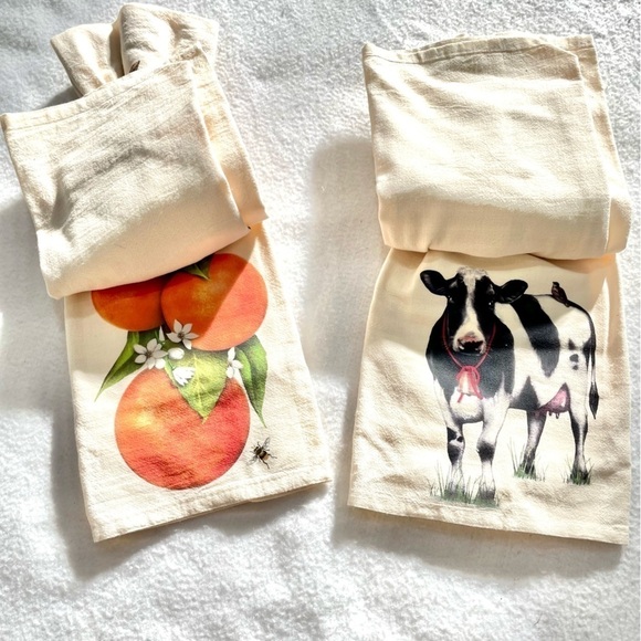 NWT flour sack towel bundle of 4, farm theme 30”X 30” kitchen towel Hostess Gift - Picture 4 of 5